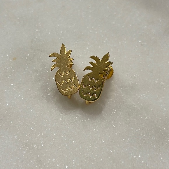 Pineapple Clip-On Earrings (Gold Metal) - Picture 1 of 4